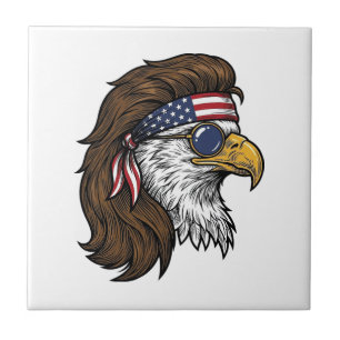 Patriotischer Adler-Mullet im Vintage-Stil Vektor  Fliese