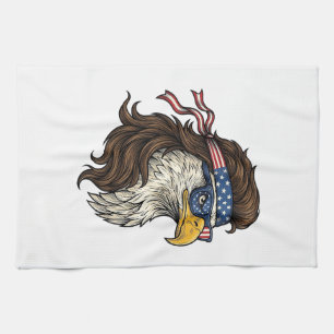 Patriotischer Adler-Mullet im Vintage-Stil Vektor Geschirrtuch