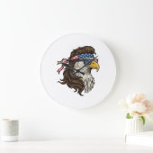 Patriotischer Adler-Mullet im Vintage-Stil Vektor  Große Wanduhr (Zuhause)
