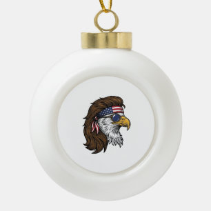 Patriotischer Adler-Mullet im Vintage-Stil Vektor Keramik Kugel-Ornament