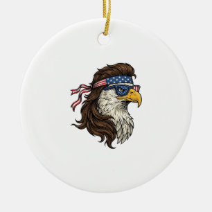 Patriotischer Adler-Mullet im Vintage-Stil Vektor  Keramik Ornament