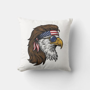 Patriotischer Adler-Mullet im Vintage-Stil Vektor  Kissen