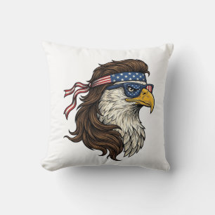 Patriotischer Adler-Mullet im Vintage-Stil Vektor Kissen