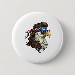 Patriotischer Adler-Mullet-Vintage-Stichvektor De Button