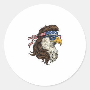Patriotischer Adler-Mullet-Vintage-Stichvektor De Runder Aufkleber