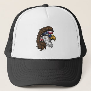 Patriotischer Adler-Mullet Vintage-Stichvektor De Truckerkappe