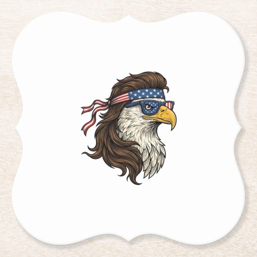 Patriotischer Adler-Mullet-Vintage-Stichvektor De Untersetzer (Vorderseite)