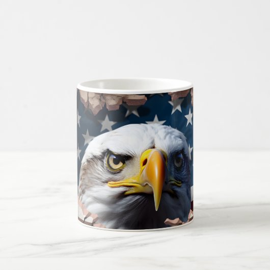 Patriotischer Adler und Flag Keramik Kaffee Tasse (Mittel)