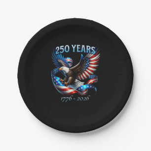 Patriotischer Adler und Flagge 250 Jahre 1776-2026 Pappteller