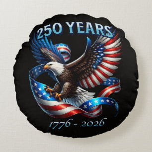 Patriotischer Adler und Flagge 250 Jahre 1776-2026 Rundes Kissen