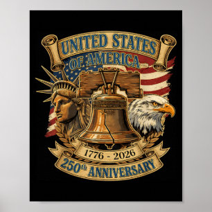 Patriotischer Adler und Flagge 250 Jahre Amerikani Poster