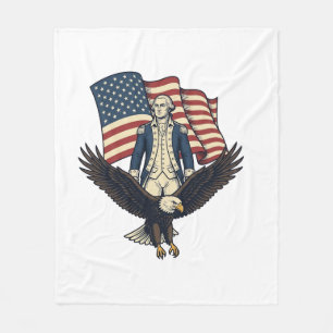 Patriotischer Adler und kolonialer General Vintage Fleecedecke