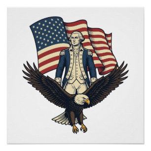 Patriotischer Adler und kolonialer General Vintage Poster