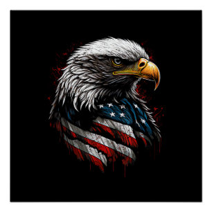 Patriotischer Adler USA Amerikanische Flagge 4. Ju Poster