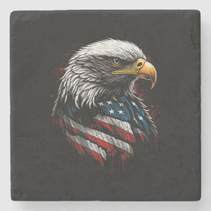 Patriotischer Adler USA Amerikanische Flagge 4. Ju Steinuntersetzer