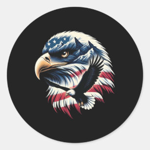 Patriotischer Adler USA-Flagge 4. Juli Mann Frau K Runder Aufkleber
