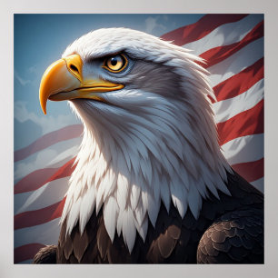 🦅 Patriotischer Adler USA-Flagge für Freiheit Zuh Poster