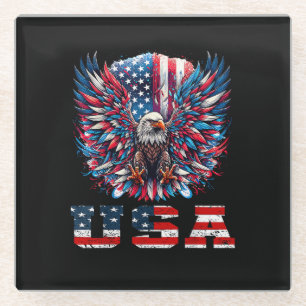 Patriotischer Adler USA-Flagge Glasuntersetzer