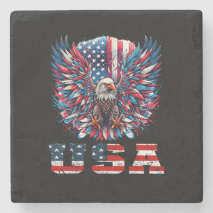 Patriotischer Adler USA-Flagge Steinuntersetzer