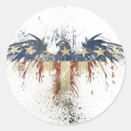 Patriotischer Adler, USA/USA, SAD-Flagge Runder Aufkleber