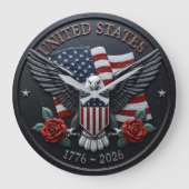 Patriotischer Adler Vereinigte Staaten Große Wanduhr (Vorderseite)