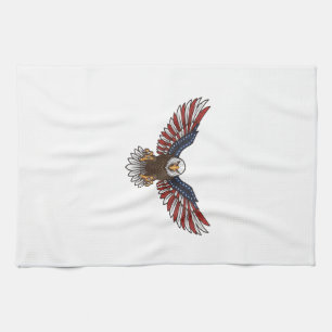 Patriotischer Adler Vintage-Stich Vektor-Design_1 Geschirrtuch
