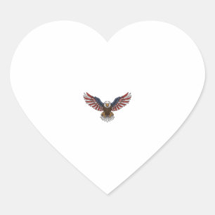 Patriotischer Adler Vintage-Stich Vektor-Design_1 Herz-Aufkleber