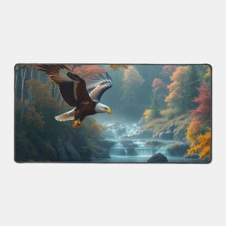 Patriotischer Adler Wasserfälle Farbige Herbstfoli Schreibtischunterlage