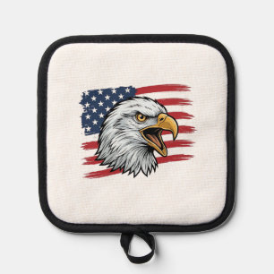 Patriotischer Adlerflagge Vintage-Vektordesign_1 Topflappen