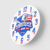 Patriotischer Adlerschild 250. Jahrestag Acryl Runde Wanduhr (Winkel)