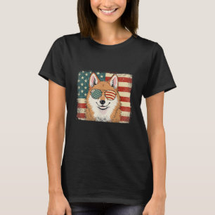 Patriotischer Akita Inu Hundeliebhaber USA-Flagge  T-Shirt