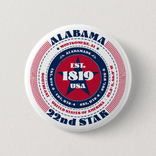 Patriotischer Alabama-Kreis mit Staat-Details Button