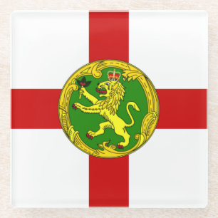 Patriotischer Alderney-Flaggen-Glasuntersetzer Glasuntersetzer