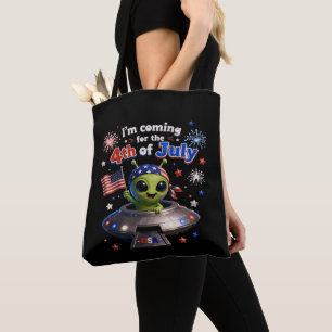 Patriotischer Alien 4. Juli Feuerwerk Tasche