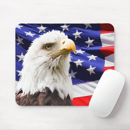Patriotischer Amerikaner Eagle und Flagge Mousepad (Mit Mouse)