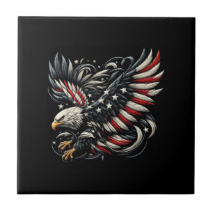 Patriotischer Amerikaner mit Adler und USA-Flagge Fliese