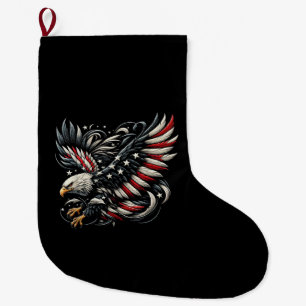 Patriotischer Amerikaner mit Adler und USA-Flagge Großer Weihnachtsstrumpf