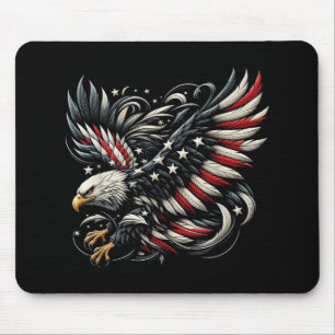 Patriotischer Amerikaner mit Adler und USA-Flagge Mousepad