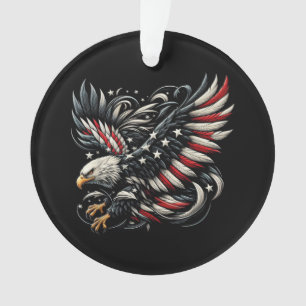 Patriotischer Amerikaner mit Adler und USA-Flagge Ornament