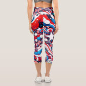 Patriotischer Amerikanische Unabhängigkeitstag Rot Capri Leggings (Rückseite)