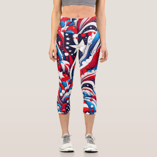 Patriotischer Amerikanische Unabhängigkeitstag Rot Capri Leggings