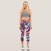 Patriotischer Amerikanische Unabhängigkeitstag Rot Capri Leggings (Vorderseite)