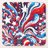 Patriotischer Amerikanische Unabhängigkeitstag Rot Rechteckiger Pappuntersetzer (Vorderseite)