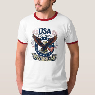 Patriotischer Amerikanischer Adler 250 Jahre 1776- T-Shirt