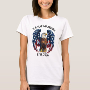 Patriotischer Amerikanischer Adler 250 Jahre 1776- T-Shirt