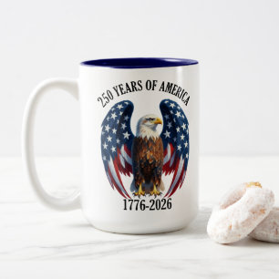 Patriotischer Amerikanischer Adler 250 Jahre 1776- Zweifarbige Tasse