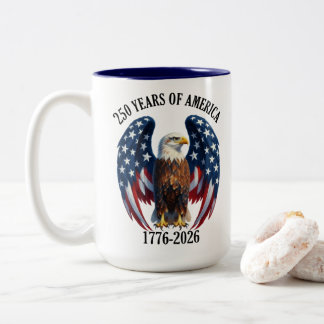 Patriotischer Amerikanischer Adler 250 Jahre 1776- Zweifarbige Tasse