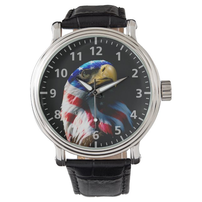 Patriotischer Amerikanischer Adler Armbanduhr (Vorderseite)