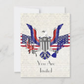 Patriotischer Amerikanischer Adler, Flagge und Sch Einladung (Vorderseite)