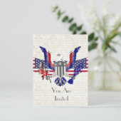 Patriotischer Amerikanischer Adler, Flagge und Sch Einladung (Stehend Vorderseite)